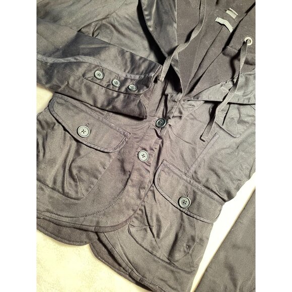 Armani Exchange Womens Black Hooded Jacket Button Details M Dolphin Hem Classic - Picture 7 of 11